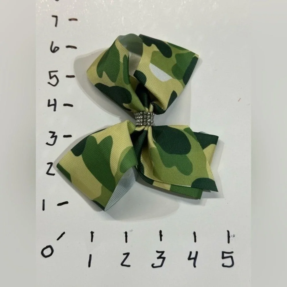 NEW Hair‎ Bow Clip Accessories CAMO set of 3 green pink blue